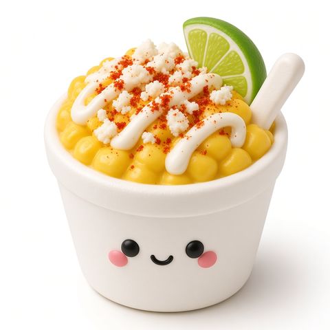 Squishy cup of esquites with lime